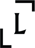 L framed by corner brackets in upper right and lower left