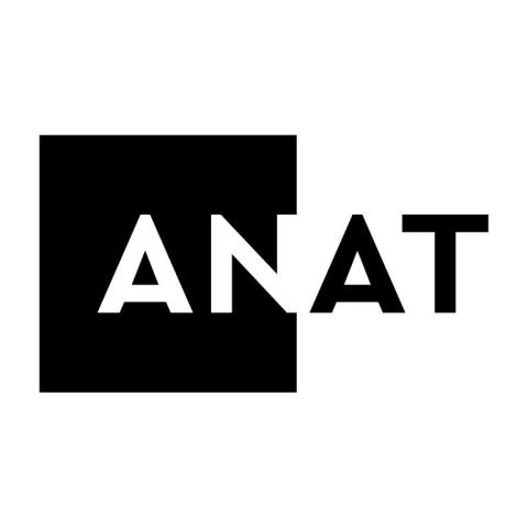 Logo of ANAT. A black square and the letters AN cut out in white, followed by the letters AT in black over a white background.
