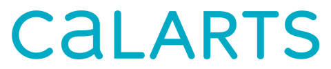 Calarts wordmark, in light blue. CA is lowercase, and the rest is in all-caps.