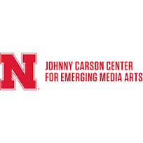 Johnny Carson Center for Emerging Media Arts written in red all-caps next to a large, bold, slab-serif N.
