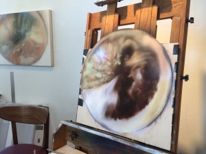 Paintings in progress at Djerassi studio.